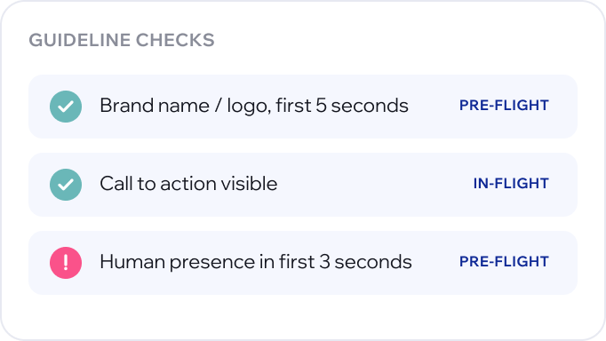 Vidmob pre-flight and in-flight brand checks